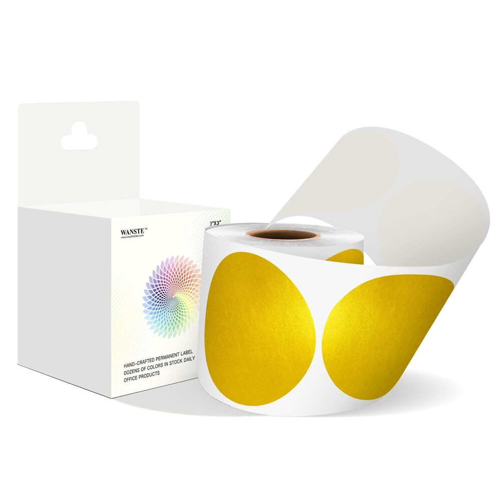 8764 3 Inch Gold Color Code Dot Stickers,500 PCS Round Labels Stickers in